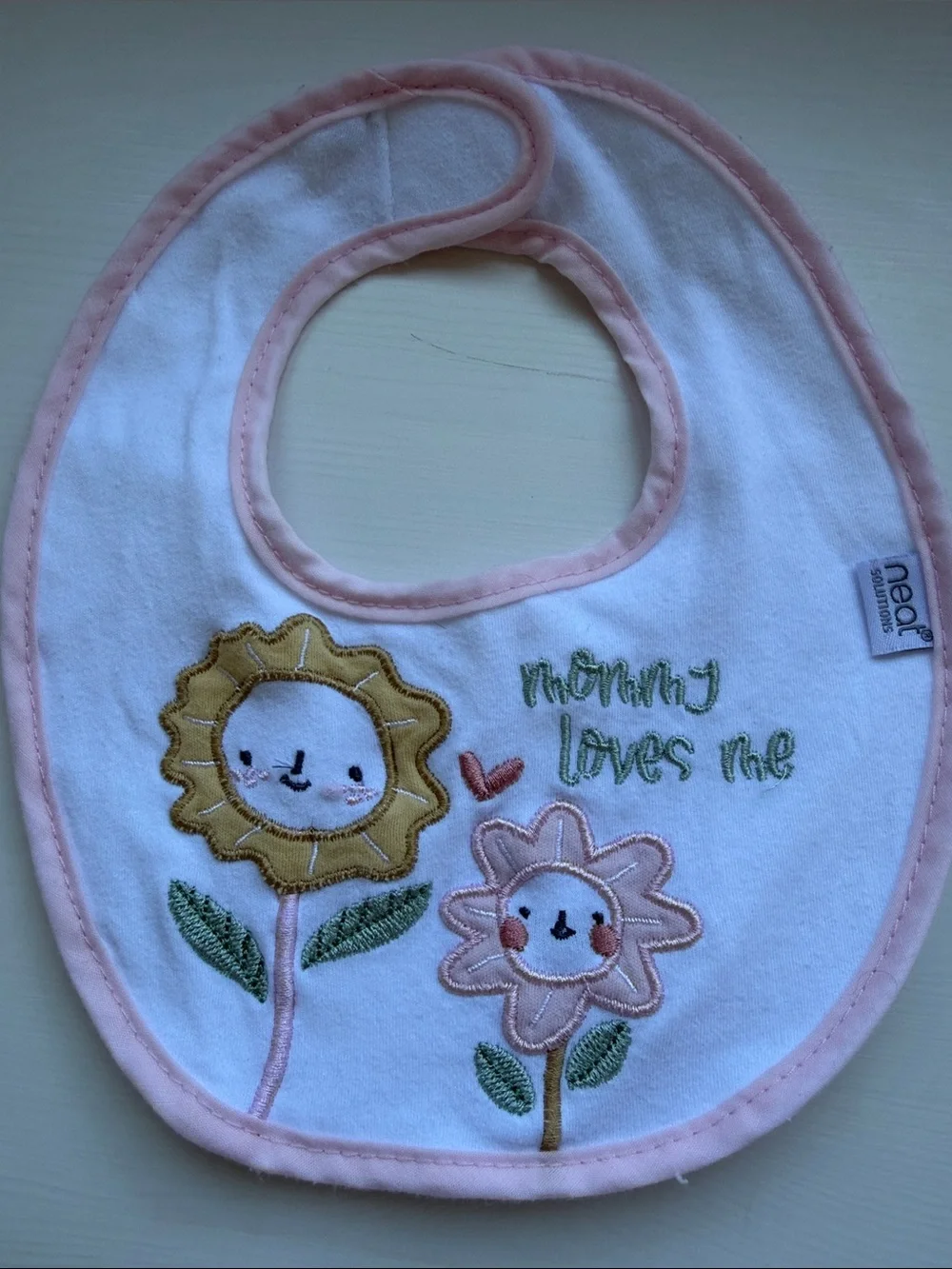 Neat Solutions - 4 pack of Soft Pastel Bibs in Pink Floral, Pastel Blue, & Mint